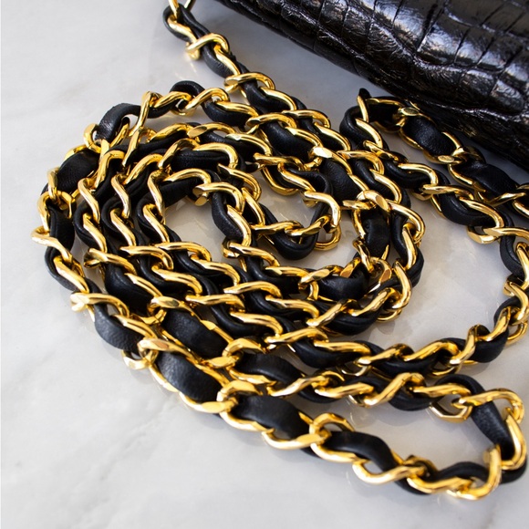 Chanel Vintage 1989 Classic Mini Flap Black Alligator 24K Gold Plated Bag - Picture 16 of 16